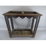 An Antique Stained Oak Umbrella Stand, with lead drip liners, approx 65 x 28 x 60 cms.