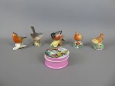 Quantity of Porcelain Birds, including a Beswick White Throat, Beswick Bull Finch, Red Breast, Royal