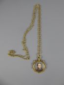 An Antique Hand Painted Double Sided 14/15 ct Yellow Gold (tested) Portrait Miniature Pendant and