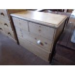 A Vintage Pine Chest of Drawers, two short and three long drawers, approx 90 x 46 x 76 cms.