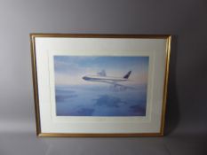A signed limited edition print of a painting by John Young GAvA, depicting a BOAC Airliner