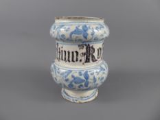 An Antique Italian Apothecary Jar, approx 18 cms. (af)