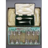 A Silver Mappin & Webb Christening Set, comprising spoon and pusher together with a silver-plated