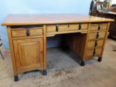 An Early 20th Century Gordon Russell English Walnut and Ebony Partners Desk, Design No 748, label to