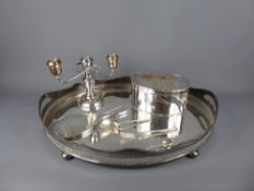 A Collection of Silver Plate, including galleried tray, tea caddy, candelabra, together with a