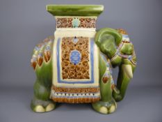 A Vintage Ceramic Elephant Garden Seat, approx 46 x 20 x 44 cms high.