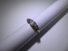An Antique 18ct Yellow Gold and Diamond Ring, size N, approx 2.7 gms.