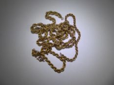 A 9 ct Gold Rope Chain (approx 40 cms), together with two 9 ct gold bracelets, approx 10 gms.