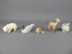 Miscellaneous Porcelain Figurines, including Royal Copenhagen Turn, Szeiler Polar Bear and Seal Pup,