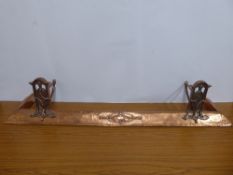 An Art Nouveau Decorative Copper Fireside Fender, approx 137 x 29 cms.