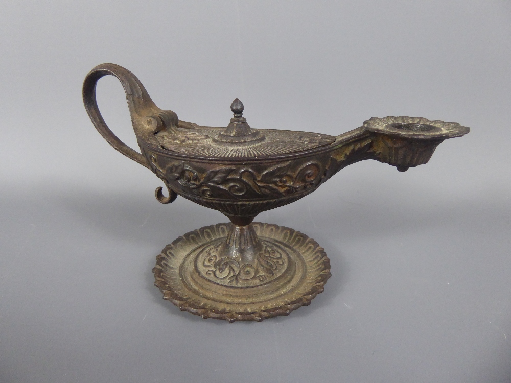 Circa 1840 E.G Zimmermann of Hanau Cast Iron Chamberstick, in the form of an antique oil lamp, nr