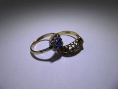 An Antique 18ct Yellow Gold and Rose Cut Diamond Ring, size Q, approx 2.4 gms together with an