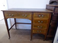 An Edwardian Inlaid Writing Desk, the desk with single drawer to one side and four drawers to the