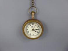A Vintage Giant 'Smith 8 Days' Brass Pocket Watch & Chain, approx 10.5 cms dia.