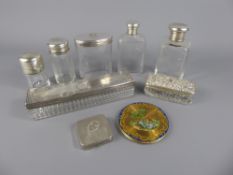 A Quantity of Edwardian Silver Topped Cut Glass Vanity Jars, Bottles and Scent Bottles, together