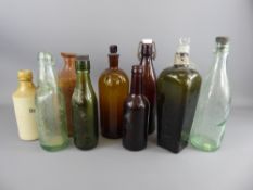 A Collection of Vintage Glass Bottles and Stone Ginger Ale Bottles, approx 30.