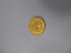 A Turkish 50 Kurush Gold Coin, the reign of Muhammad V, circa 1909-1918, approx 0.16oz.