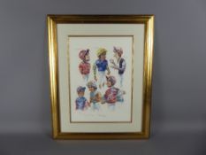 A Limited Edition Comical Print by Irish Born Painter Peter Curling (1955), entitled 'Jockeys',