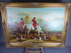 Jack Smith 20th Century Oil on Canvas, depicting 'Huntmaster & Hounds', approx 60 x 90 cms, signed