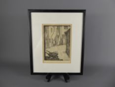 E.M. Hacker, Dry Point Etching depicting a 'Courtyard', approx 24.5 x 29.5 cms, framed and glazed,