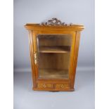 An Oak Hanging Wall Cabinet, with two small drawers and bevelled mirror to front.