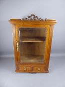 An Oak Hanging Wall Cabinet, with two small drawers and bevelled mirror to front.