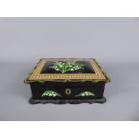 A Hand Painted Jewellery Box, the box having mother of pearl to top depicting Lily of the Valley,