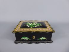 A Hand Painted Jewellery Box, the box having mother of pearl to top depicting Lily of the Valley,