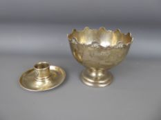 A Small Silver Pedestal Bowl, Birmingham hallmark, dated 1908, mm W.H.S, together with a silver