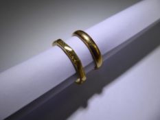 Two 22 ct Yellow Gold Bands, approx 6.2 gms.