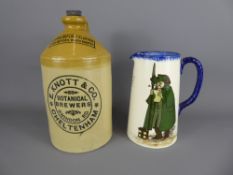 A Pair of Vintage Ceramic Flagons, one depicting E. Knott & Co., Botanical Brewers, Swindon Road,