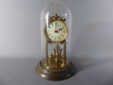 A Glass Domed Clock, the face decorated with garlands and flowers, approx 29 cms high. (af)
