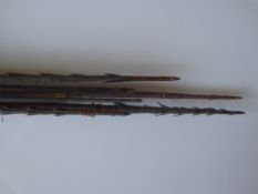 A Quantity of Antique Spears, including Oceanic Tribal Fishing Spear approx 390 cms with a barbed