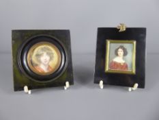 A 19th Century Ivory Portrait Miniature, signed Tremont, approx 5 x 6 cms, mounted in an ebony frame