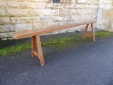 A Fruit Wood Narrow Long Bench, approx 200 cms x 48 cms.