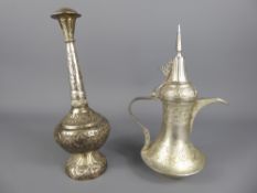 A Silver Pakistani Vessel, approx 30 cms together with a silver German Turkish Style Coffee Pot. (