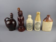 Miscellaneous Earthenware Bottles and Jugs, including a vintage brown-glazed 'Glug Glug' Jug in