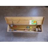 A Vintage 'Croquet Association' Set, two mallets and a set of balls, contained within a pine box and