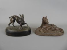 A Bronzed Figure of a Greyhound playing with a tortoise (wf), approx 12 x 10 cms together with a