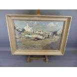 Gyrth Russell (1892-1970) Oil on Canvas entitled 'The Beach' Port Giverne Cornwall, approx 69 x 45