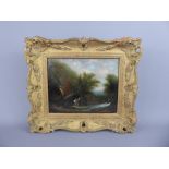 A 19th Century Original Oil on Board, depicting 'River Scene', approx 22 x 18 cms, presented in a