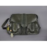 A Radley "Mortimer" Flap Over Shoulder Bag in dark green leather, with Radley charm tag and dust