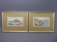 A Pair of Original Water Colours of Cornwall, one depicting St Michael's Mount and the other