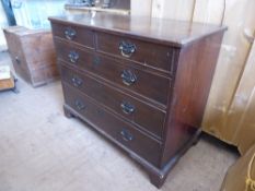 A Mahogany Chest of Drawers, two short and three graduated long drawers on bracket feet, swan neck