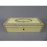 An Antique Ivory Box, the box having decorative foliate inlay to the lid, approx 26 x 10 x 8 cms.