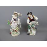 A Pair of 19th Century Sitzendorf Porcelain Figurines, Shepherd and Shepherdess, approx 23 cms,