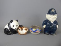 A Vintage Ceramic Policeman Money Box (unmarked) together with a Honiton Pottery pin dish, Beswick