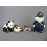 A Vintage Ceramic Policeman Money Box (unmarked) together with a Honiton Pottery pin dish, Beswick