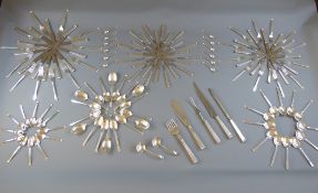 Cooper Bros & Sons Silver Flatware, Pattern Nr CBR5, dated 1961, the set of plain design with ridged