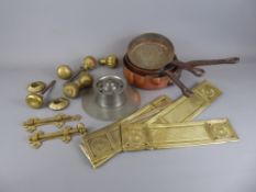 Miscellaneous Brass Door Fittings, including six locks, six knob handles, four key plates and twelve